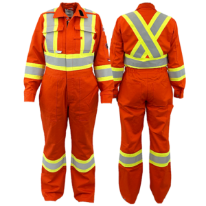 Women's Orange Atlas Guardian FR/AR 4 Inch Striping Coveralls - By Atlas Workwear Style 1174OR
