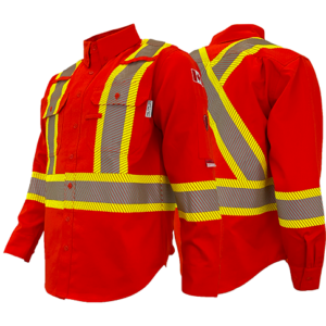 Orange FR / Arc Flash Work Shirts w/4" Segmented Striping by Atlas Workwear - Style 4044OR