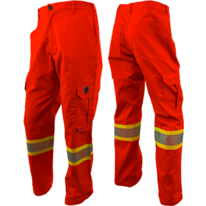 Orange FR / Arc Flash Cargo Pants w/ Hi Vis 4" Segmented Striping by Atlas Workwear - Style 4054OR
