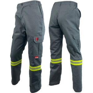 Grey FR / Arc Flash Cargo Pants w/2" Hi Vis Striping by Atlas Workwear - Style 4052GR