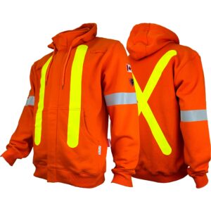 Orange Atlas Guardian FR/AR OHSA Hi Vis Zip-up Hoodie by Atlas Workwear - Style 502OR