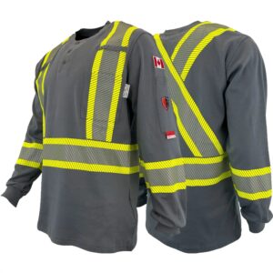 FR / Arc Flash Long Sleeve Henley Shirts w/Segmented Striping by Atlas Workwear - Style 4034